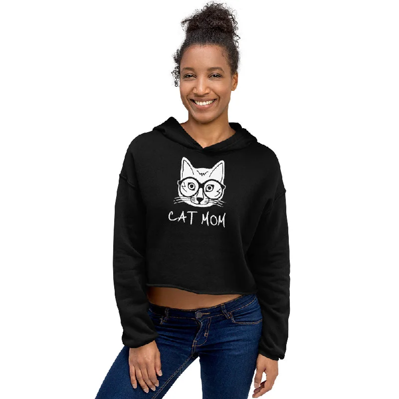 Cat Mom Women's Cropped Hoodie Hoodie with Reflective Safety Nightwear