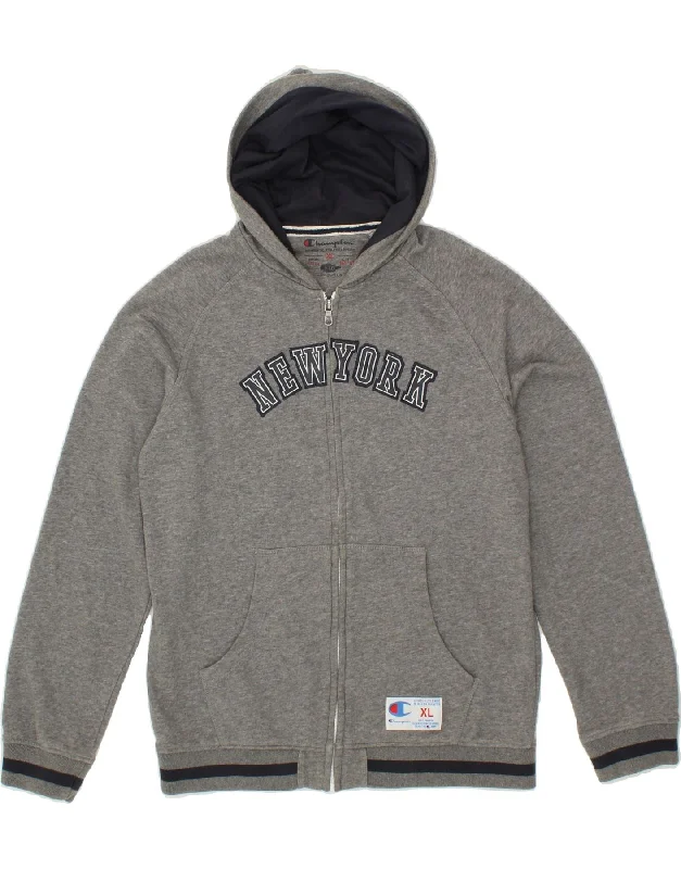 CHAMPION Boys Graphic Zip Hoodie Sweater 13-14 Years XL Grey Cotton Oversized Hoodie Comfort Casual CHAMPION Boys Graphic Zip Hoodie Sweater 13-14 Years XL Grey Cotton Oversized Hoodie Comfort Casual