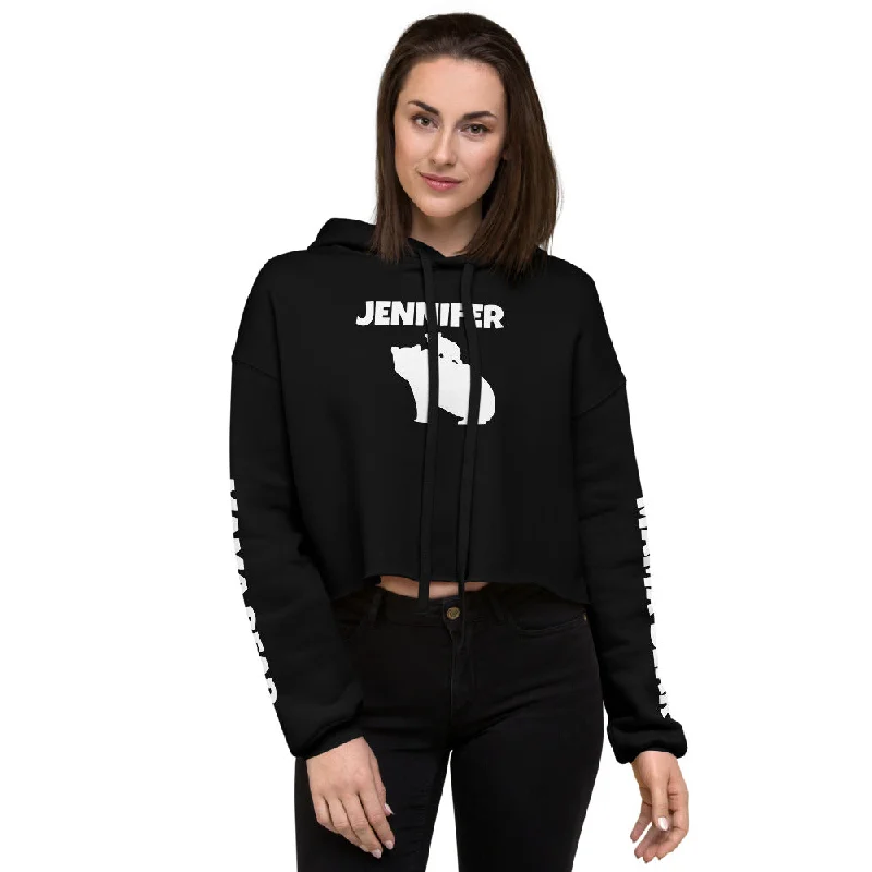 Custom Name Bold Mama Bear Personalized Women's Cropped Hoodie | Bella + Canvas 7502 Hoodie with Slim Fit Tailored Modern Custom Name Bold Mama Bear Personalized Women's Cropped Hoodie | Bella + Canvas 7502 Hoodie with Slim Fit Tailored Modern