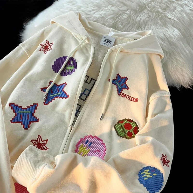 Harajuku Anime Zip Up Hoodies Women Hippie Japanese Y2k Hoodie with Rhinestones Sparkly Elegant Harajuku Anime Zip Up Hoodies Women Hippie Japanese Y2k Hoodie with Rhinestones Sparkly Elegant