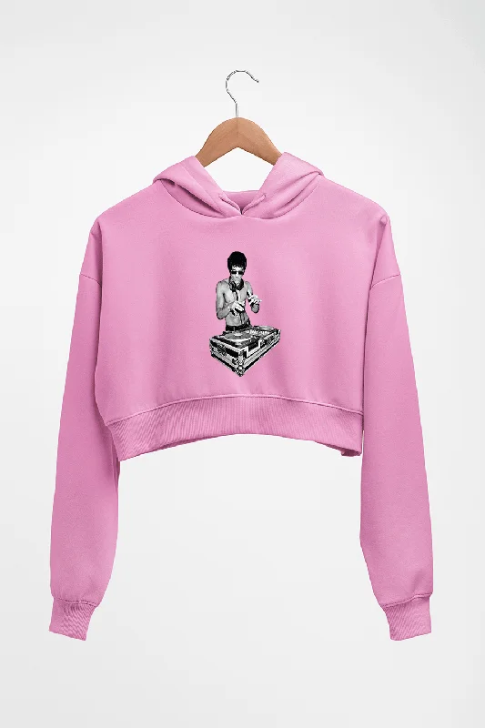 DJ Bruce Lee Crop HOODIE FOR WOMEN Hoodie with Stripes Bold Sporty