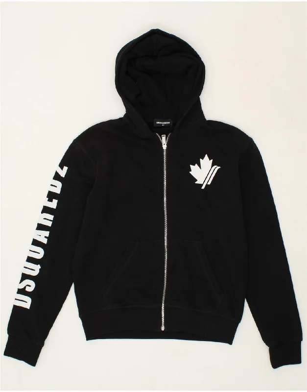 DSQUARED2 Boys Graphic Zip Hoodie Sweater 15-16 Years Black Cotton Hoodie with Lining Warm Insulated DSQUARED2 Boys Graphic Zip Hoodie Sweater 15-16 Years Black Cotton Hoodie with Lining Warm Insulated