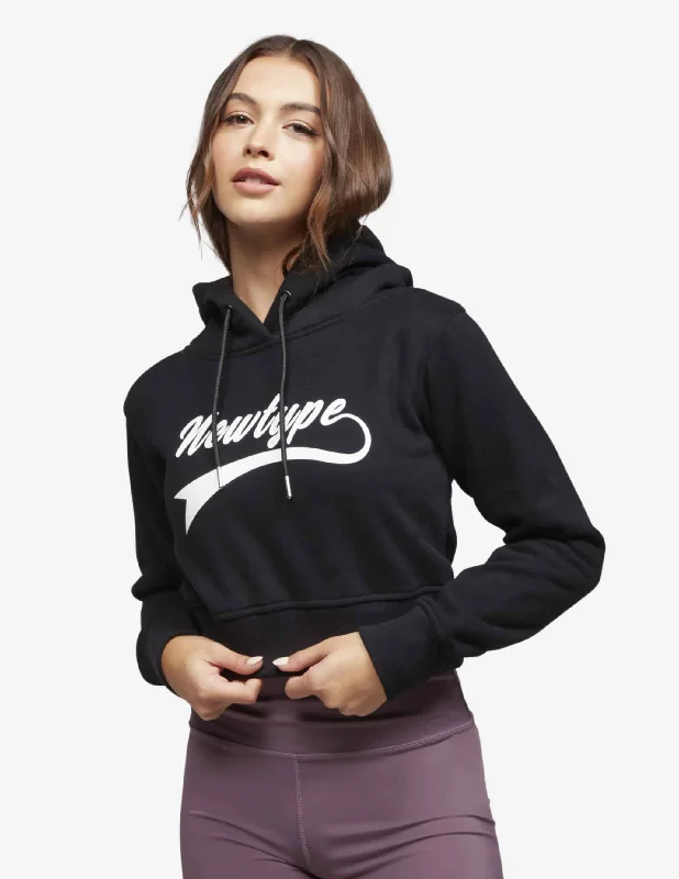 Dynamic Cropped Hoodie - Midnight Black Hoodie with Strings Custom Fit Adjustable