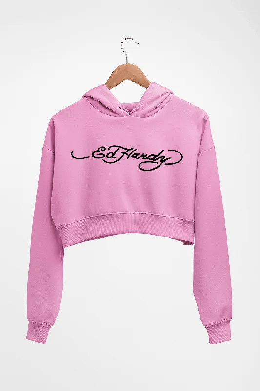 Ed Hardy Crop HOODIE FOR WOMEN Hoodie with Distressed Vintage Worn