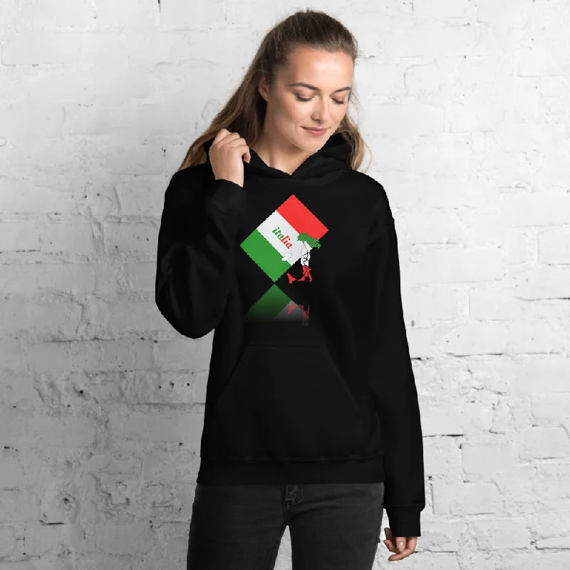Elegant Italia - Italy Flag And Map Unisex Soft Feel Heavy Blend Hoodie Hoodie with Pocket Utility Practical Elegant Italia - Italy Flag And Map Unisex Soft Feel Heavy Blend Hoodie Hoodie with Pocket Utility Practical