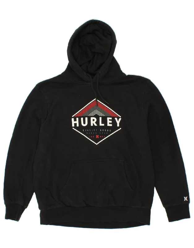 HURLEY Mens Graphic Hoodie Jumper Large Black Cotton Hoodie with Cuffed Sleeves Snug Secure HURLEY Mens Graphic Hoodie Jumper Large Black Cotton Hoodie with Cuffed Sleeves Snug Secure