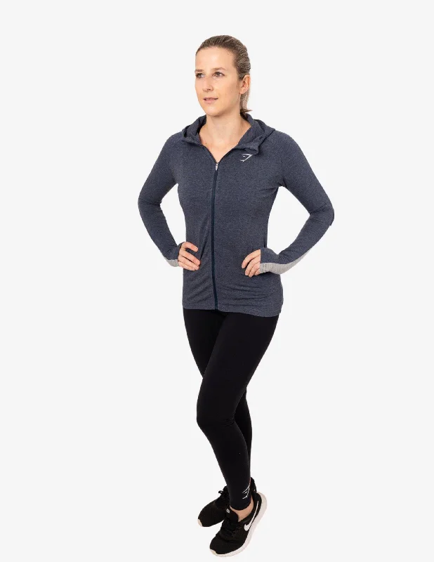 Impulse Zip Hoodie - Sapphire Blue Marl/Light Grey Marl Graphic Hoodie Design Print