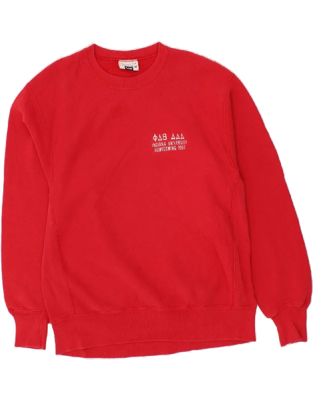LEE Mens Sweatshirt Jumper XL Red Cotton Hoodie with Lace Feminine Delicate