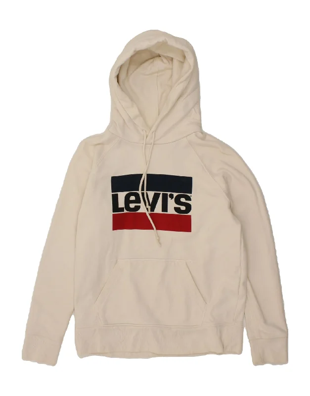 LEVI'S Mens Graphic Hoodie Jumper XS Off White Cotton Hoodie with Crew Neck Simple Timeless LEVI'S Mens Graphic Hoodie Jumper XS Off White Cotton Hoodie with Crew Neck Simple Timeless