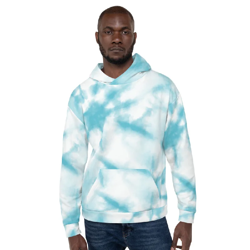 Light Blue Tie Dye Unisex Hoodie Hoodie with Pattern Geometric Abstract