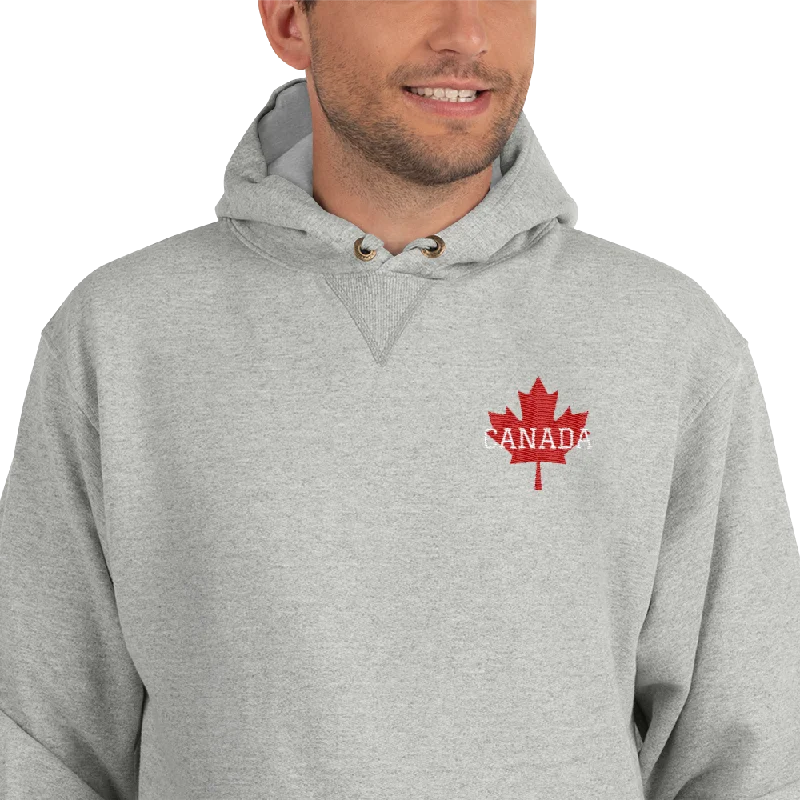 Men's Champion Hoodie Embroidered Bold CANADA Maple Leaf Hoodie with Lace Feminine Delicate Men's Champion Hoodie Embroidered Bold CANADA Maple Leaf Hoodie with Lace Feminine Delicate