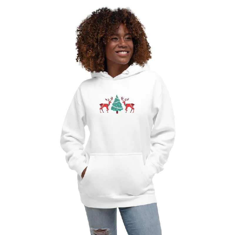 Merry Reindeer Tree Unisex Hoodie Hoodie with Zipper Versatile Modern