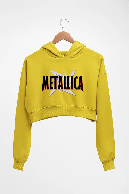 Metallica Crop HOODIE FOR WOMEN Hoodie with Hem Frayed Vintage Worn
