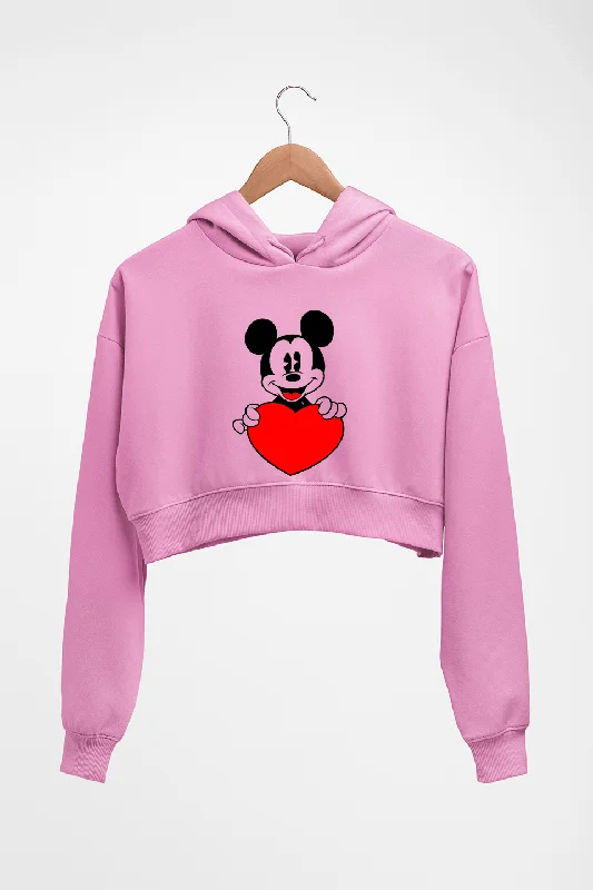 Mickey Mouse Crop HOODIE FOR WOMEN Hoodie with Rolled Sleeves Casual Relaxed