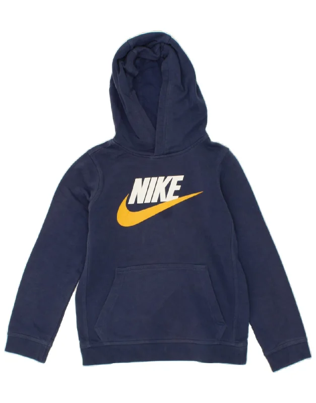 NIKE Boys Graphic Hoodie Jumper 10-11 Years Medium Navy Blue Cotton Hoodie with Elastic Waist Stretchable Comfortable NIKE Boys Graphic Hoodie Jumper 10-11 Years Medium Navy Blue Cotton Hoodie with Elastic Waist Stretchable Comfortable