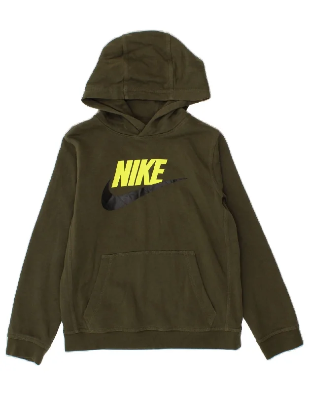 NIKE Boys Standard Fit Graphic Hoodie Jumper 12-13 Years Large Khaki Hoodie with Stripes Bold Sporty NIKE Boys Standard Fit Graphic Hoodie Jumper 12-13 Years Large Khaki Hoodie with Stripes Bold Sporty