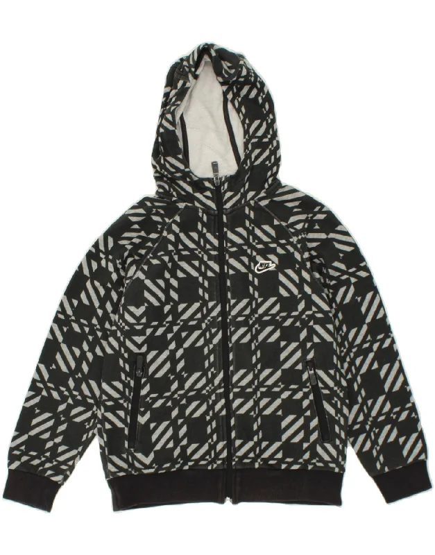 NIKE Boys Zip Hoodie Sweater 10-11 Years Medium Black Check Cotton Hoodie with Belted Waist Structured Tailored NIKE Boys Zip Hoodie Sweater 10-11 Years Medium Black Check Cotton Hoodie with Belted Waist Structured Tailored