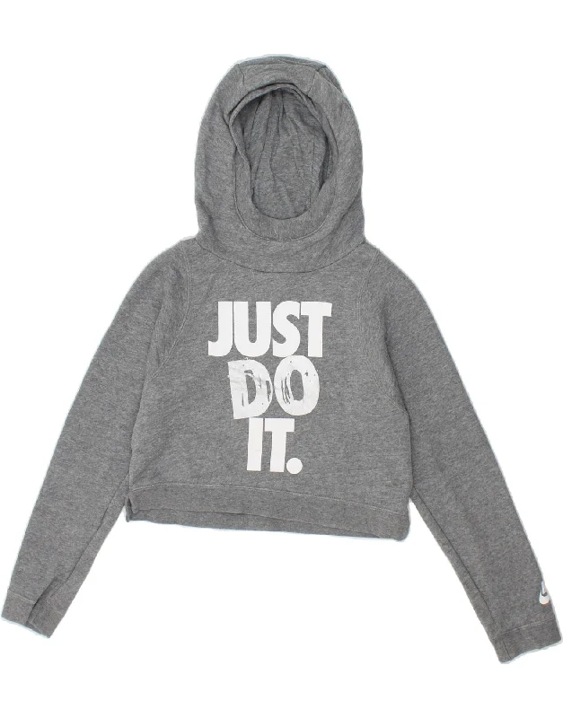 NIKE Girls Graphic Crop Hoodie Jumper 12-13 Years Large Grey Cotton Hoodie with Button Classic Timeless NIKE Girls Graphic Crop Hoodie Jumper 12-13 Years Large Grey Cotton Hoodie with Button Classic Timeless