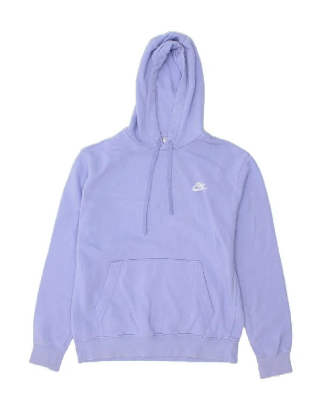NIKE Mens Hoodie Jumper Large Purple Cotton Hoodie with Embroidery Detailed Premium