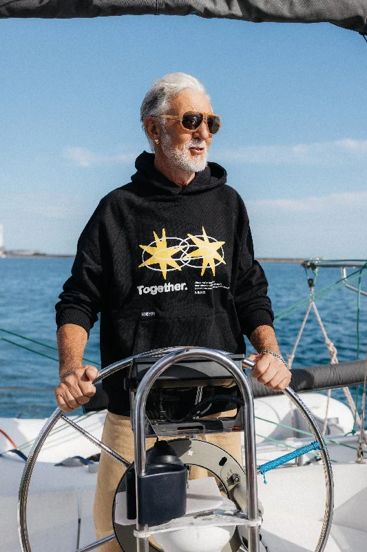 Star Hoodie Black Hoodie with Relaxed Fit Easy Casual