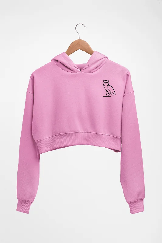 OVO logo Crop HOODIE FOR WOMEN Hoodie with Hem Applique Textured Unique