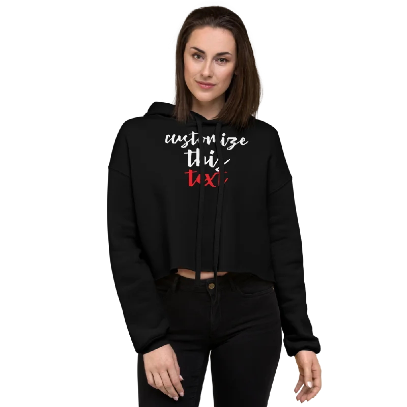 Personalize Custom Text Women's Cropped Hoodie | Bella + Canvas 7502 Hoodie with Batwing Sleeves Loose Dramatic
