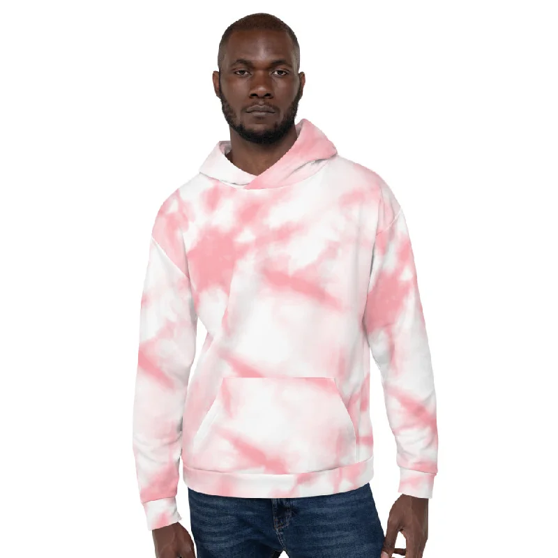 Pink Tie Dye Unisex Hoodie Hoodie with Stripes Bold Sporty