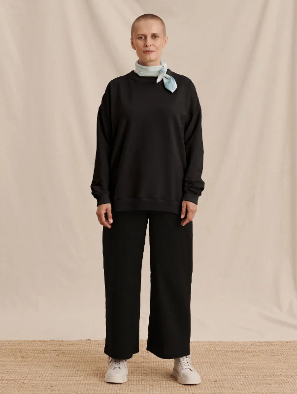 Senni Sweatshirt Black Hoodie with Snap Buttons Easy Quick