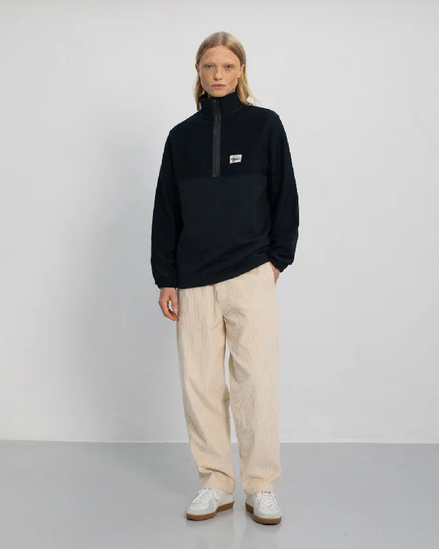 Divided Unisex Sweatshirt Black Hoodie with Half-Zip Sporty Casual