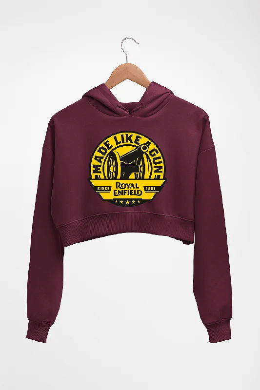 Royal Enfield Crop HOODIE FOR WOMEN Hoodie with Hem Fringe Bohemian Relaxed