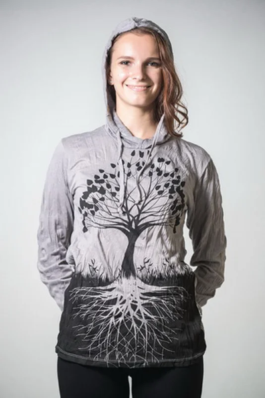 Sure Design Unisex Tree of Life Hoodie Gray Hoodie with Magnetic Closure Innovative Modern
