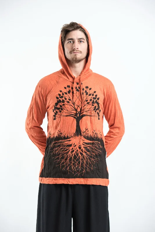 Sure Design Unisex Tree of Life Hoodie Orange Hoodie with Tied Waist Feminine Flattering Sure Design Unisex Tree of Life Hoodie Orange Hoodie with Tied Waist Feminine Flattering