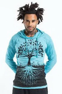Sure Design Unisex Tree of Life Hoodie Turquoise Hoodie with Hem Ribbing Snug Secure Sure Design Unisex Tree of Life Hoodie Turquoise Hoodie with Hem Ribbing Snug Secure