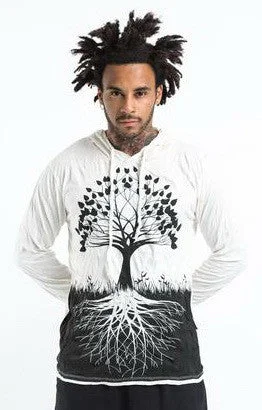 Sure Design Unisex Tree of Life Hoodie White Hoodie with Hem Drawcord Adjustable Customizable Sure Design Unisex Tree of Life Hoodie White Hoodie with Hem Drawcord Adjustable Customizable