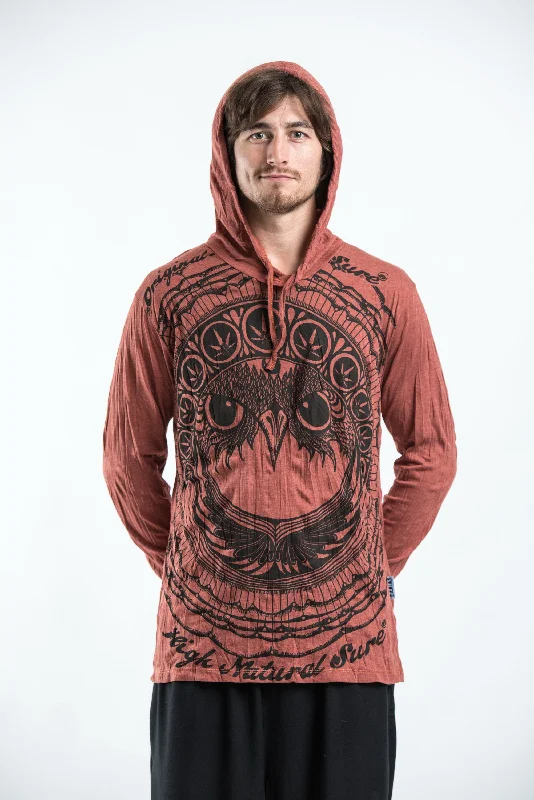 Sure Design Unisex Weed Owl Hoodie Brick Oversized Hoodie Comfort Casual