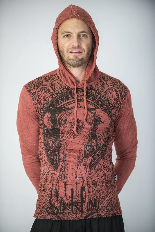 Sure Design Unisex Wild Elephant Hoodie Brick Hoodie with Print Artistic Unique