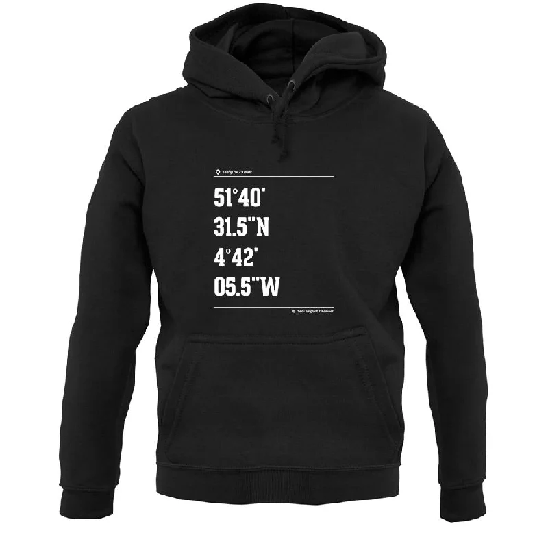 Surfing Coordinates Tenby Unisex Hoodie Hoodie with Zipper Versatile Modern