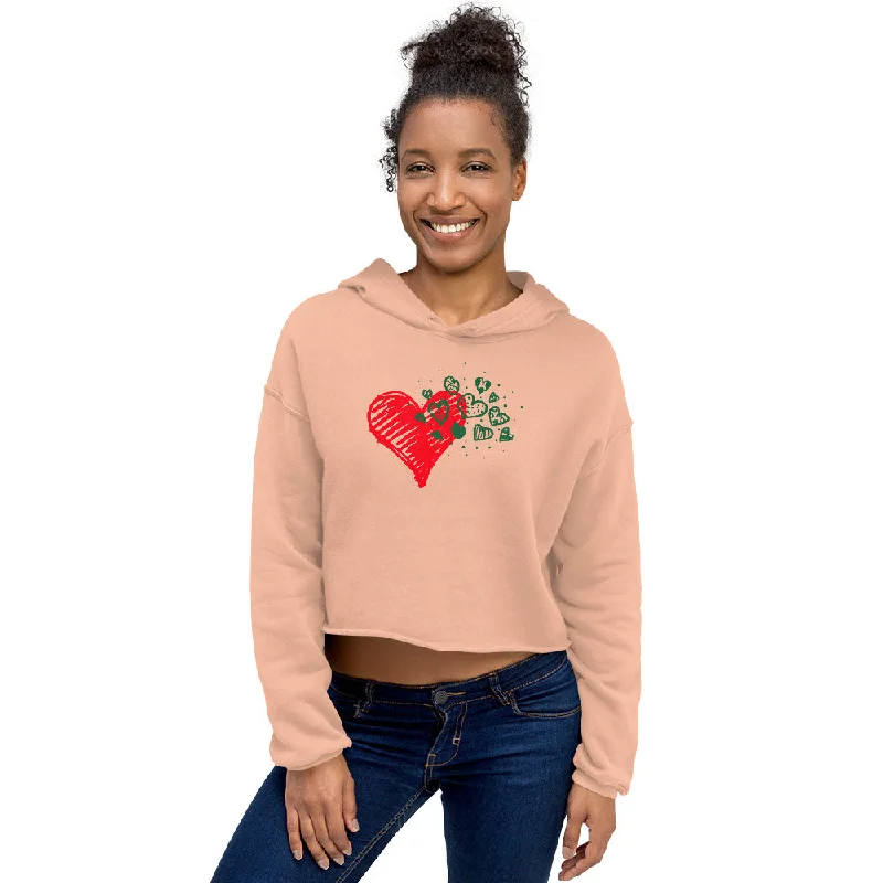 Sweetheart Hearts Women's Cropped Hoodie Hoodie with Bell Sleeves Flared Feminine