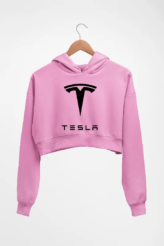 Tesla Crop HOODIE FOR WOMEN Hoodie with Hem Patch Decorative Personalized