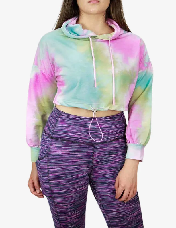 Tie Dye Cropped Hoodie Hoodie with Applique Textured Unique