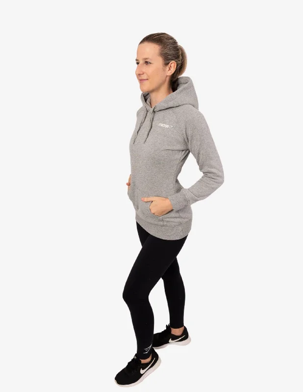 WOMEN'S CREST HOODIE LIGHT GREY MARL Hoodie Dress Longline Feminine