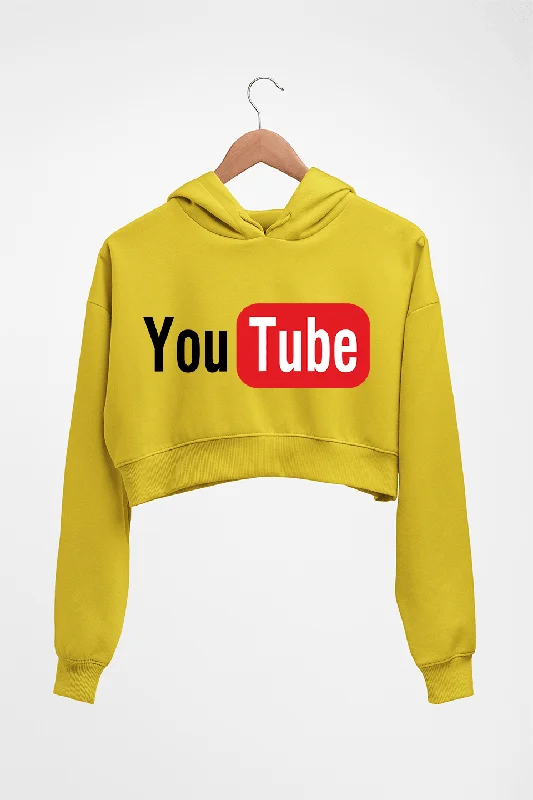 YouTube Crop HOODIE FOR WOMEN Hoodie with Typography Text Message