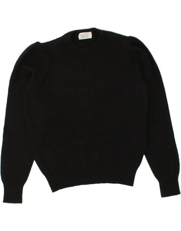 BENETTON Womens Crew Neck Jumper Sweater IT 50 XL Black Wool Ribbed Striped Patterned BENETTON Womens Crew Neck Jumper Sweater IT 50 XL Black Wool Ribbed Striped Patterned