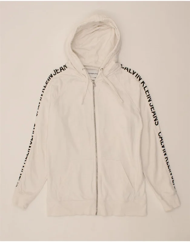 CALVIN KLEIN JEANS Mens Graphic Zip Hoodie Sweater Large White Cotton Plaid Sweater Polka Dot Checkered CALVIN KLEIN JEANS Mens Graphic Zip Hoodie Sweater Large White Cotton Plaid Sweater Polka Dot Checkered