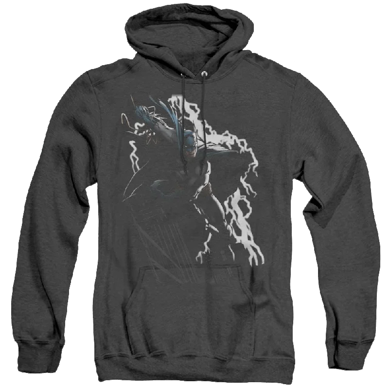 Dc Batman Lighting Crashes - Heather Pullover Hoodie Batwing Sleeve Top