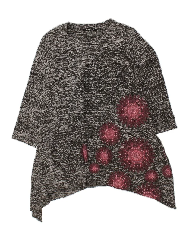 DESIGUAL Womens Asymmetric Crew Neck Jumper Sweater UK 12 Medium Grey Lace Blend Ribbed Blend Corduroy Blend DESIGUAL Womens Asymmetric Crew Neck Jumper Sweater UK 12 Medium Grey Lace Blend Ribbed Blend Corduroy Blend