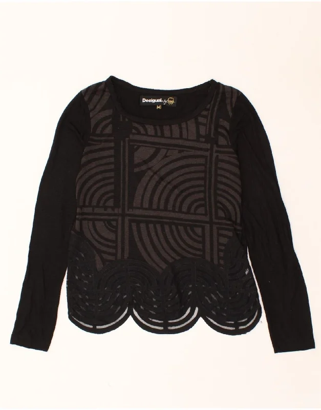DESIGUAL Womens Boat Neck Jumper Sweater UK 12 Medium Black Houndstooth Herringbone Solid DESIGUAL Womens Boat Neck Jumper Sweater UK 12 Medium Black Houndstooth Herringbone Solid