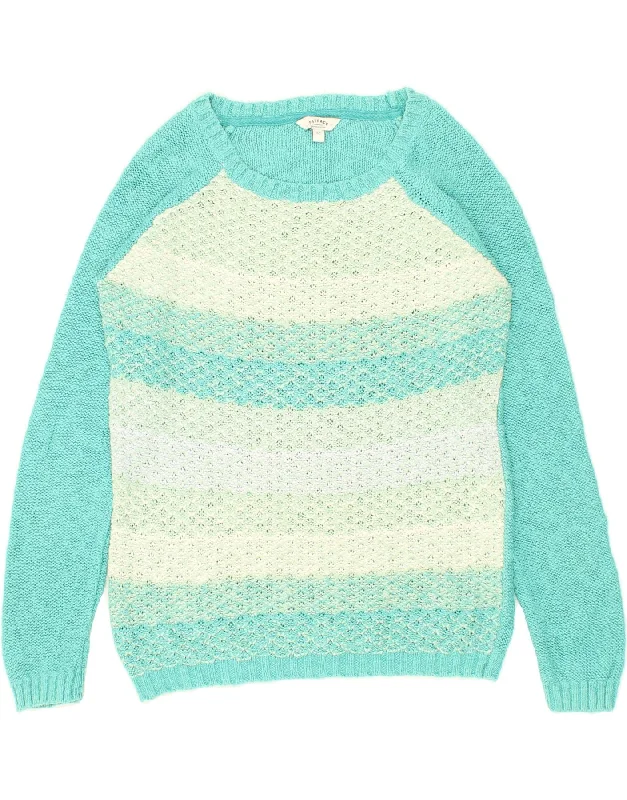 FAT FACE Womens Boat Neck Jumper Sweater UK 12 Medium Blue Colourblock Notch Collar Peter Pan Collar Cowl Neck FAT FACE Womens Boat Neck Jumper Sweater UK 12 Medium Blue Colourblock Notch Collar Peter Pan Collar Cowl Neck