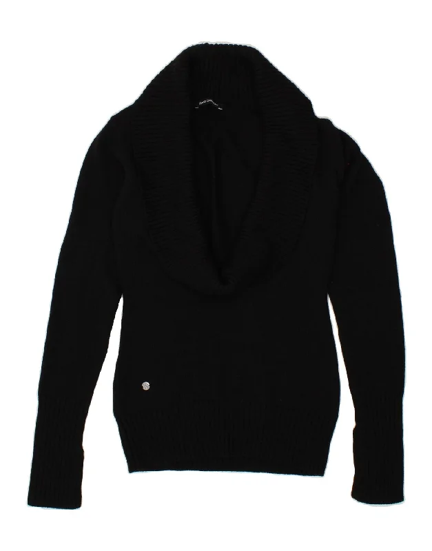 FLAVIO CASTELLANI Womens Roll Neck Jumper Sweater IT 44 Medium Black Embroidered Appliqued Beaded FLAVIO CASTELLANI Womens Roll Neck Jumper Sweater IT 44 Medium Black Embroidered Appliqued Beaded