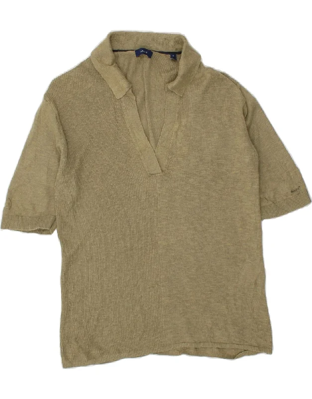 GANT Womens Short Sleeve V-Neck Jumper Sweater UK 10 Small Khaki Linen Rayon Fabric Velvet Fabric Corduroy Fabric GANT Womens Short Sleeve V-Neck Jumper Sweater UK 10 Small Khaki Linen Rayon Fabric Velvet Fabric Corduroy Fabric